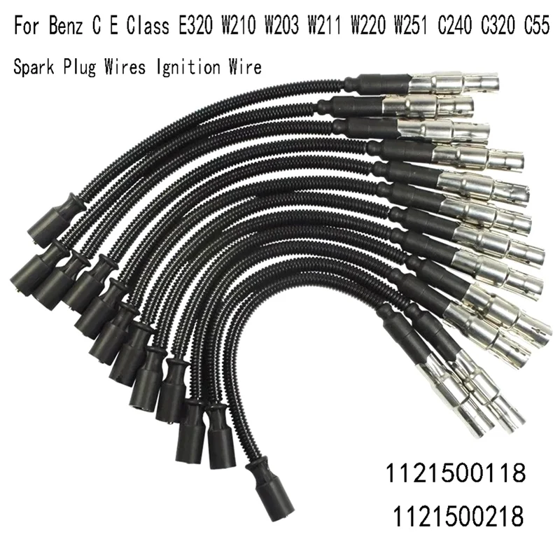 12PC Spark Plug Wires Ignition Wire For Benz C E Class E320 W210 W203 W211 W220 W251 C240 C320 C55 1121500118 1121500218 Parts