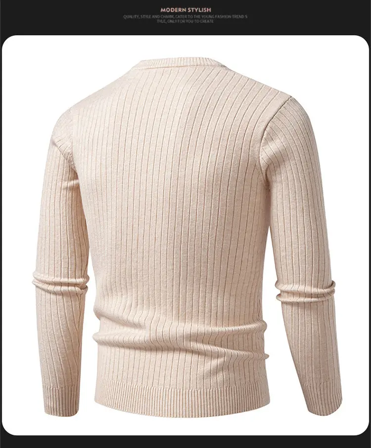 Winter Warmer Pullover Herren Rundhals-Pullover Slim Fit Pullover Herren Gestricktes Innen-Oberteil – Detail 8