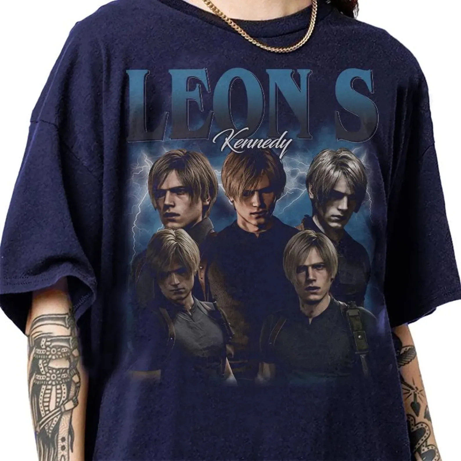 Retro jaren '90 Vintage Leon Scott Kennedy Bootleg T-shirt, Leon Kennedy grafische Retro Tee, Resident Evil cadeaus voor vrouwen