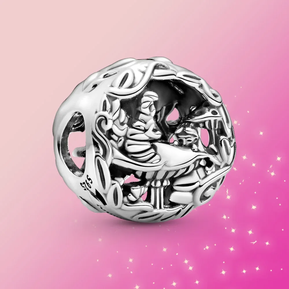 Real 925 Sterling Silver charm MINISO Alice charm silver tea party bead Fit Original PAND0RA Bracelet bead women jewelry gift