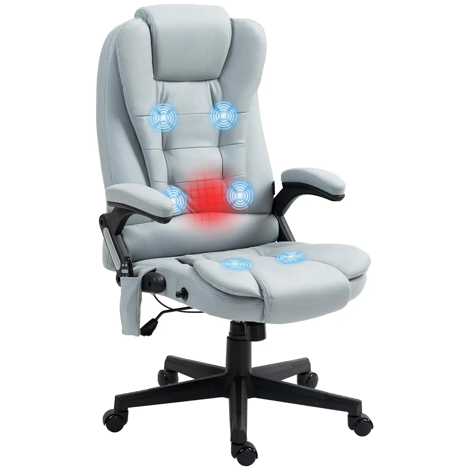 6 Point Vibrating Massage Office Chair with Heat Light Gray | Microfiber, High Back Executive Office Chair,, Customized