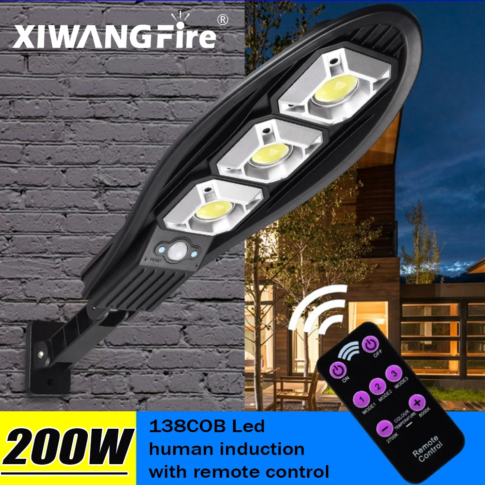 

Светодиодный солнечные светильники для наружного сада, улицы, светильник с датчиком движения и дистанционным управлением, водонепроницаемая стена, светильник для гаражного прожектора