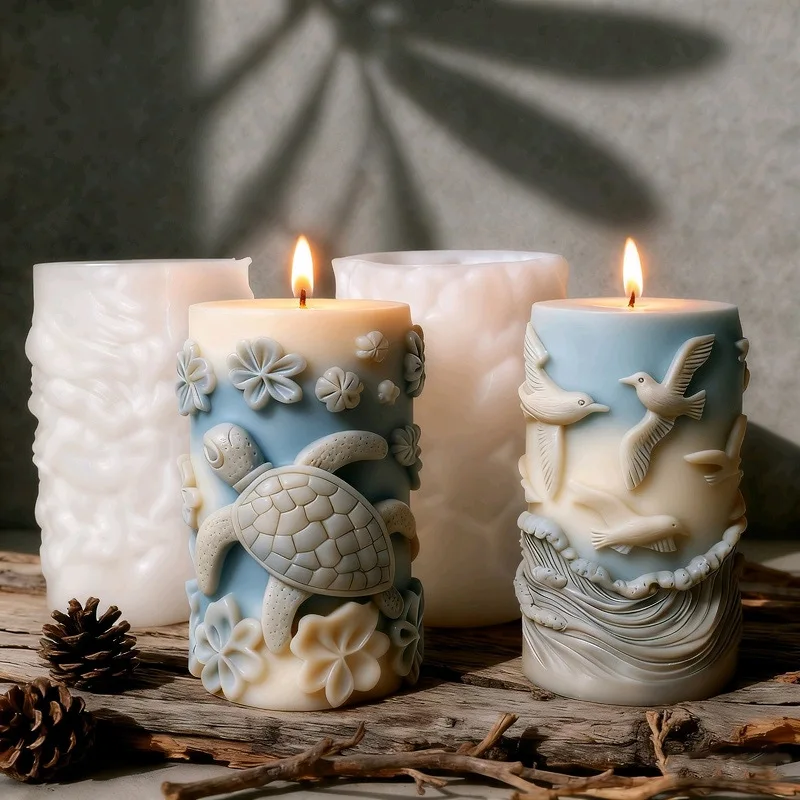 

2 шт., форма для свечей в форме морской черепахи и чайки для ароматических свечей и гипсового диффузора, DIY Ocean Decor