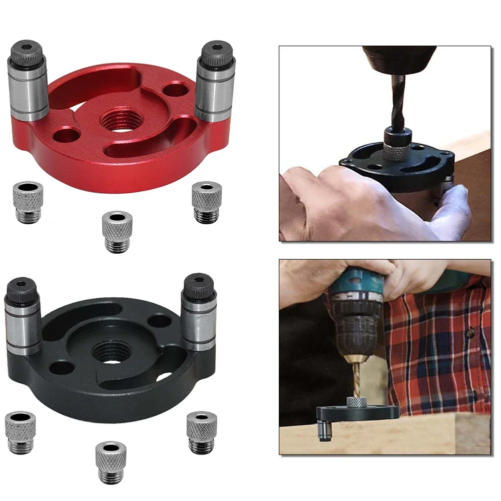 6/8/10mm Woodworking Drill Hole Locator 3 Hole Drill Bushings Drill Bits Hole Drill Guide Woodworking Aluminum Alloy Hole Punche