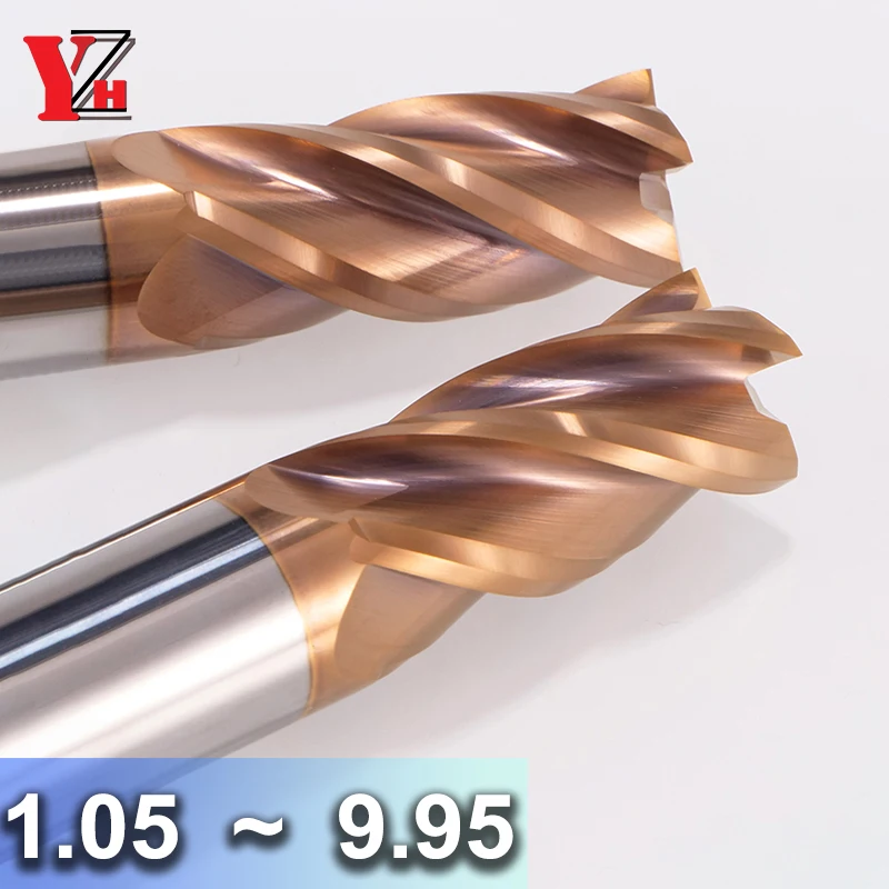 

HRC60 Carbide End Mill Diameter 1.05mm~9.95mm 4 Flutes Tungsten Machine Cutter Tool CNC Coating Metal Face Square Bit