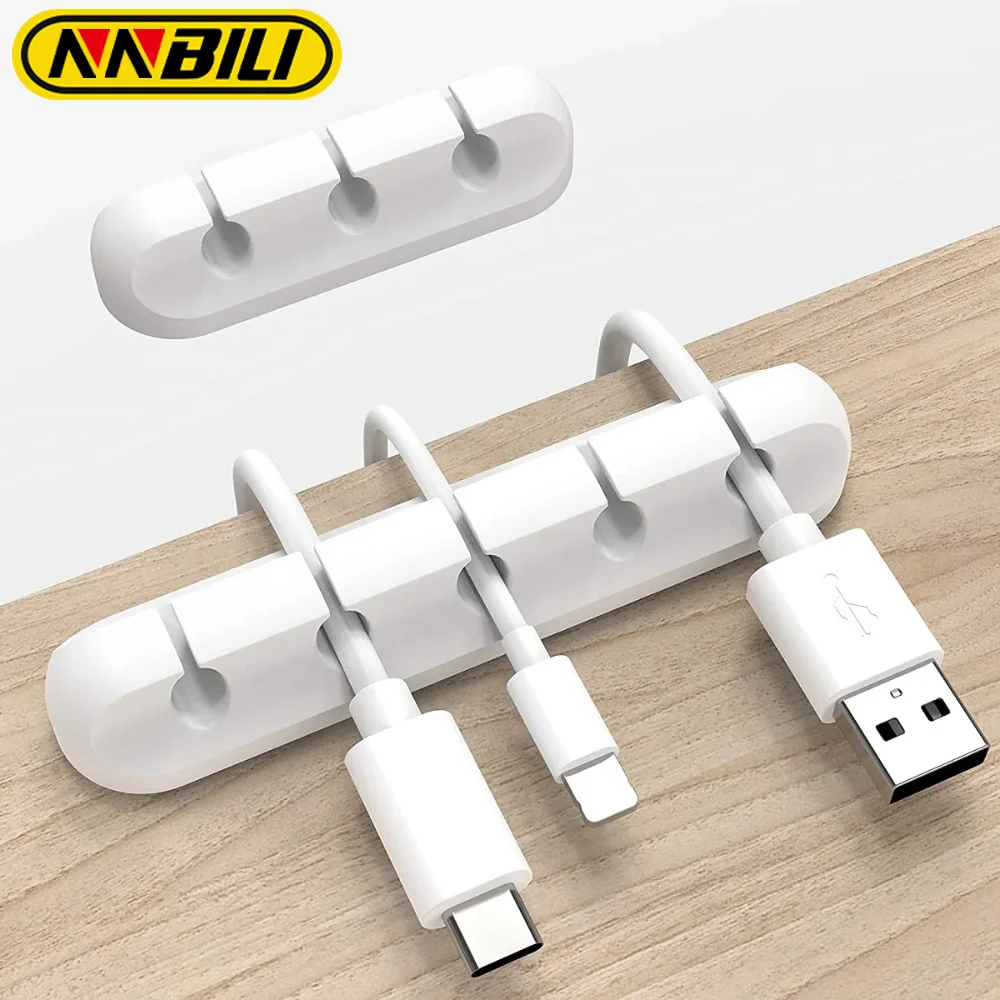 NNBILI-organizador de cables de silicona, Clips de gestión, autoadhesivos, para ratón, teclado y auriculares