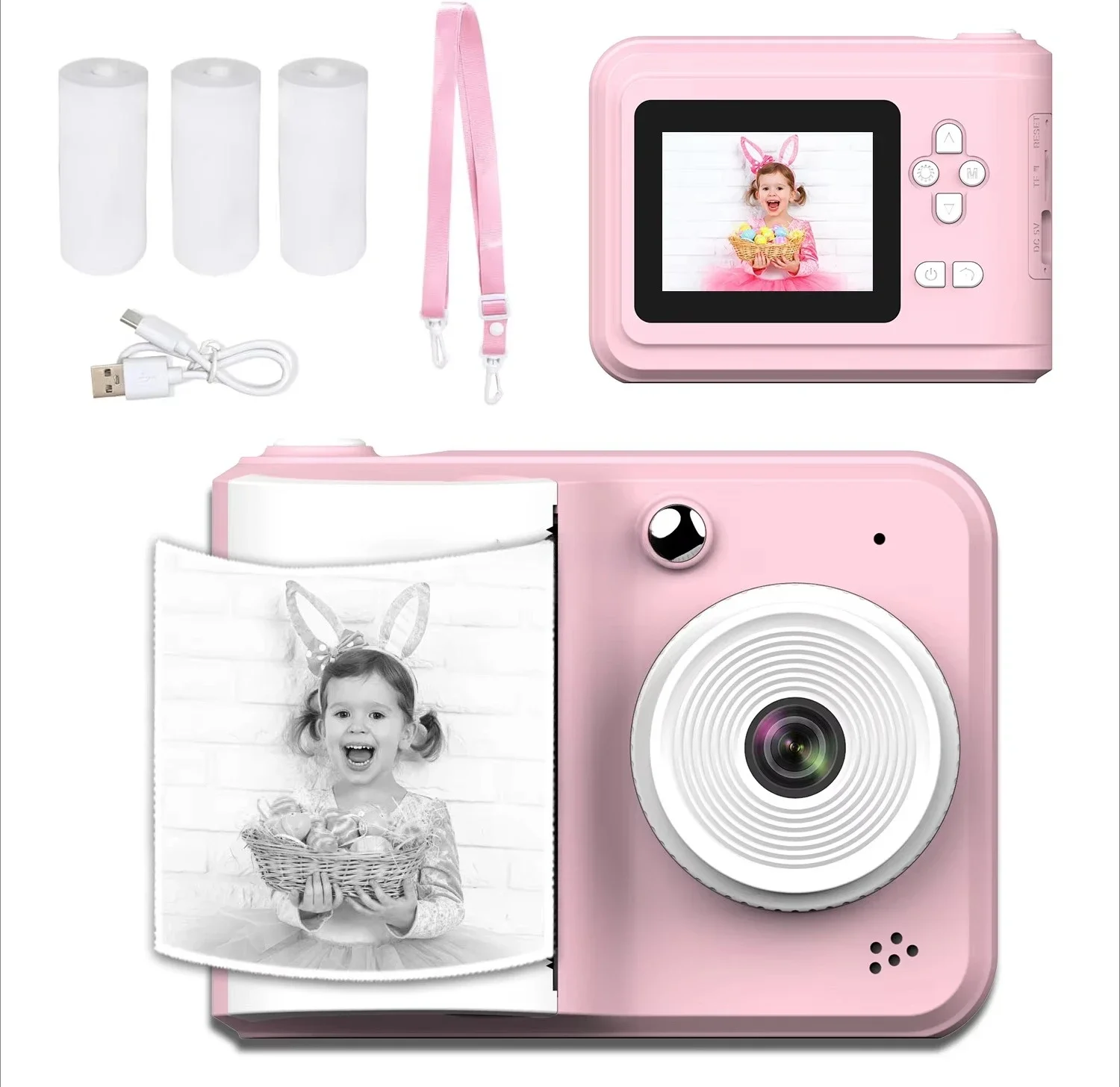 Instant Printing Camera Toys Children's Digital 200DPl 2.4 Pixels 1080p