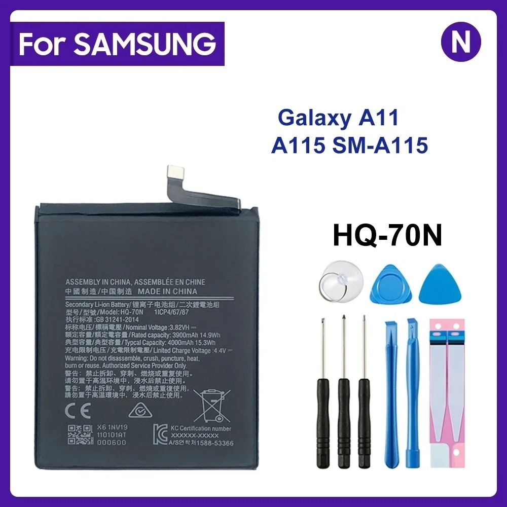 For SAMSUNG  HQ-70N 4000mAh Replacement Battery For Samsung Galaxy A11 A115 SM-A115 Mobile phone Batteries+Tools