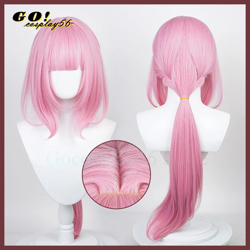 

80cm Long Pink Elysia Wig Cosplay Ponytail Straight Hair Heat Resistant Pigtail Women Game Headweaer