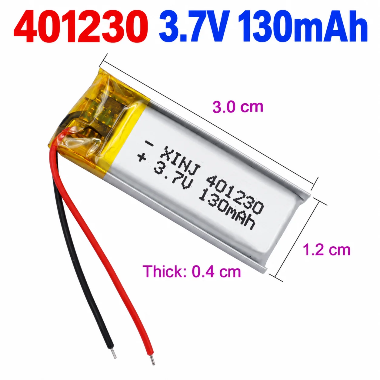 401230 3.7V 130mAh Rechargeable Li-Po Polymer Battery | For Satnav Headphones Bluetooth Speakers Earphones DashCams
