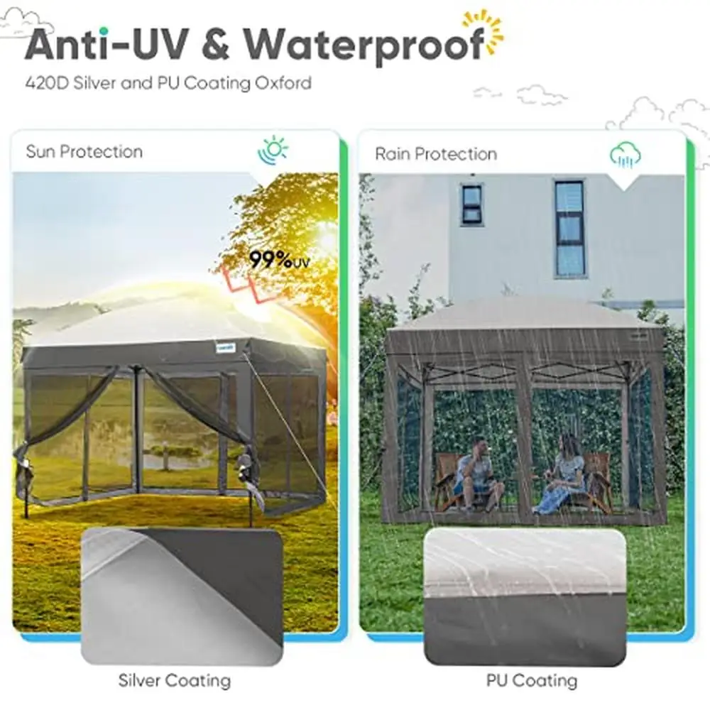 10x10 Pop-up-Bildschirm Hauszelt mit 4 magnetischen Türen einfache Einrichtung wasserdicht & UV-Schutz tragbare Baldachin Camping und Outdoor