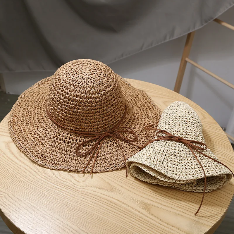 

Women's Summer Woven Straw & Fabric Beach Hat - Wide-Brim UV Protection Sun Cap for Outdoor & Coastal Adventures