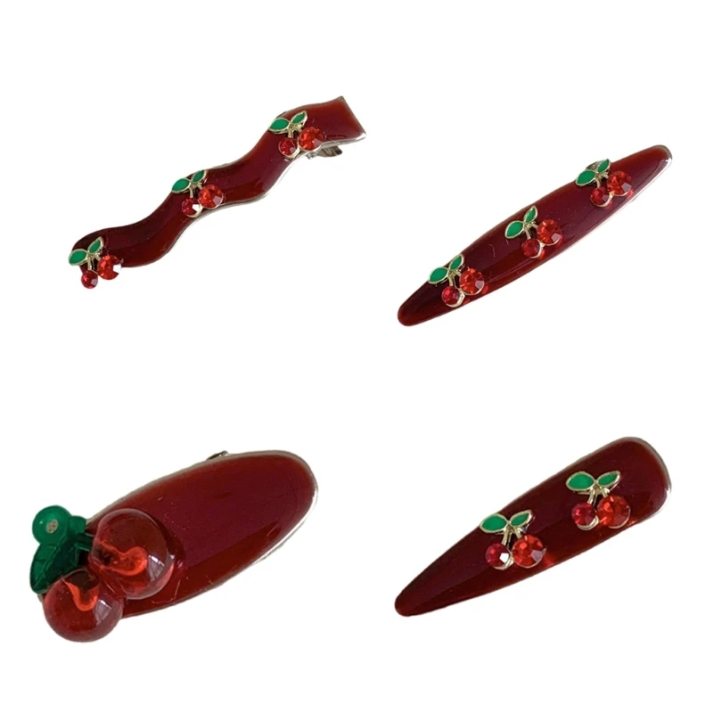 

MXMB Girl Flat Clip Hairpin Ornaments Balletcore for Women Girl Bunches Hairclip Sweet Cherry Sweet Balletcore Photo Props