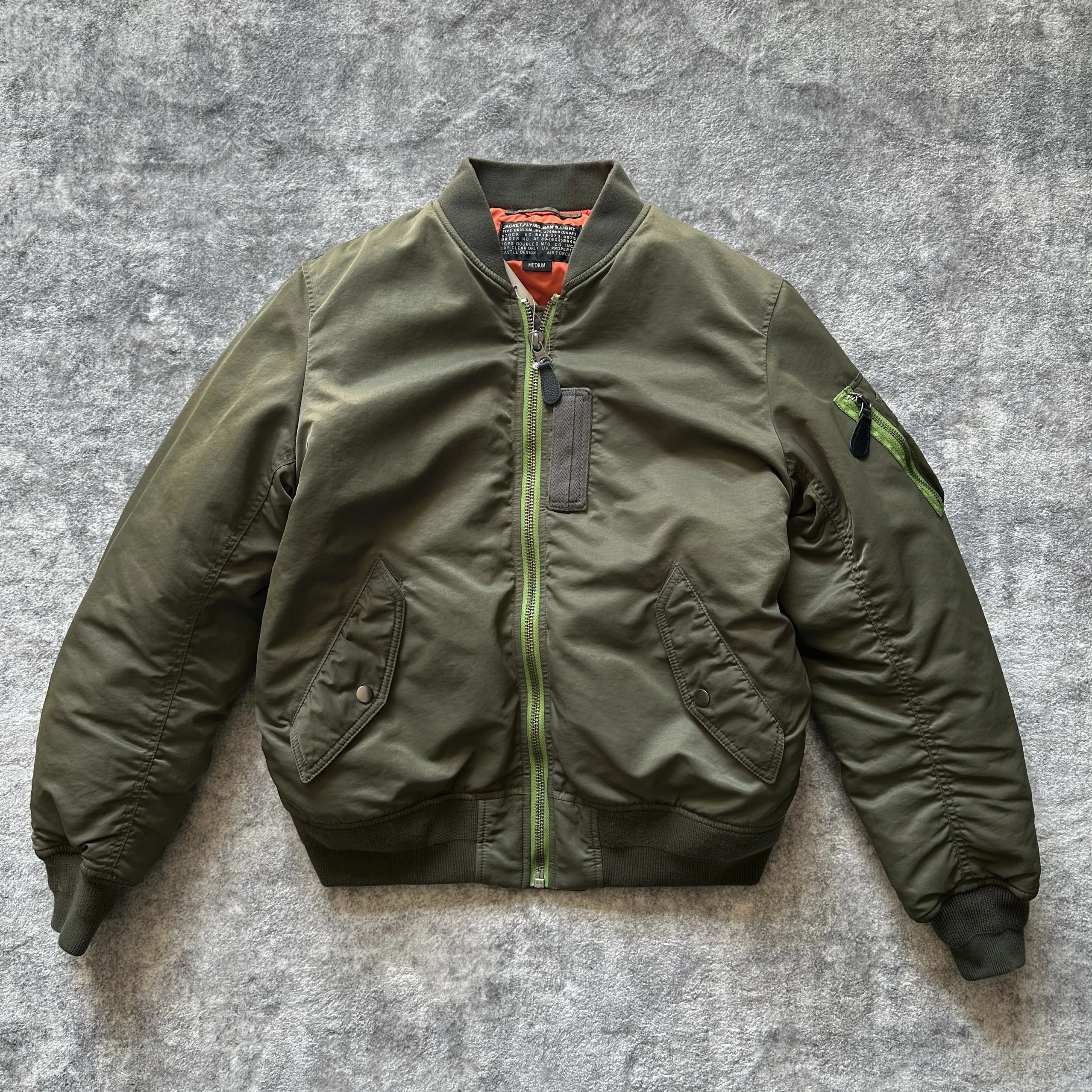 

Retro Oversized MA Flight Jaet Cotton Workwear Vintage Worn Color Blo Youth Faion Urban Sle Long Sve Coat