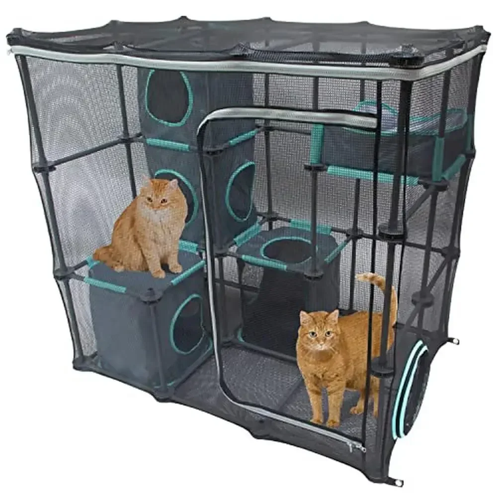 Catio Mega Kit Cats Replacement Parts Tunnels Mesh Playset Multi-Cat Homes Hide Snooze Fresh Air Fun Zip Door Entrance Easy  Toy