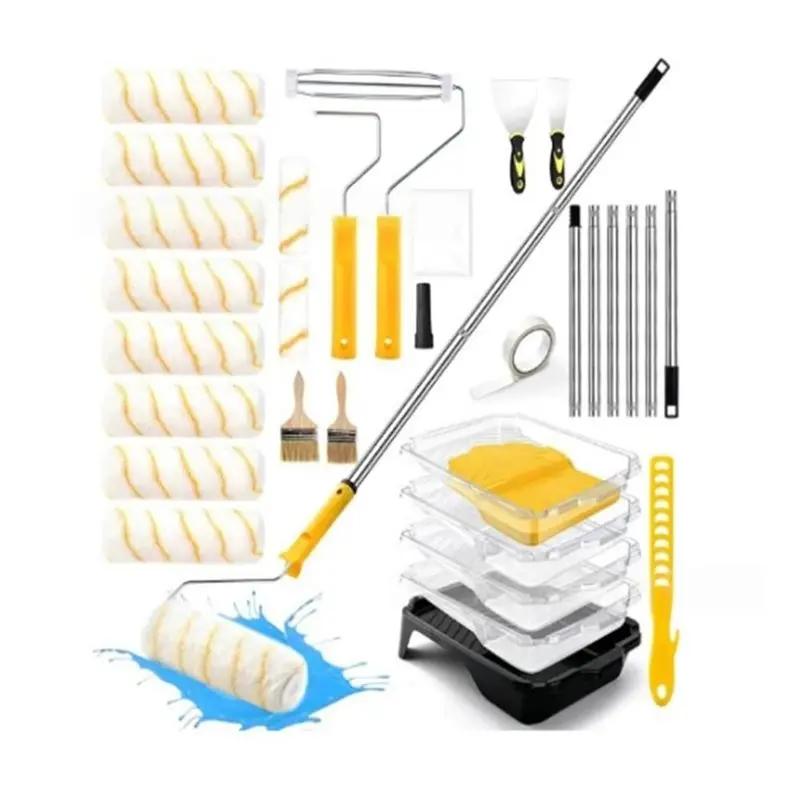 ABJN-Paint Roller Kit Paint Roller Set With Pole Paint Tray Liners