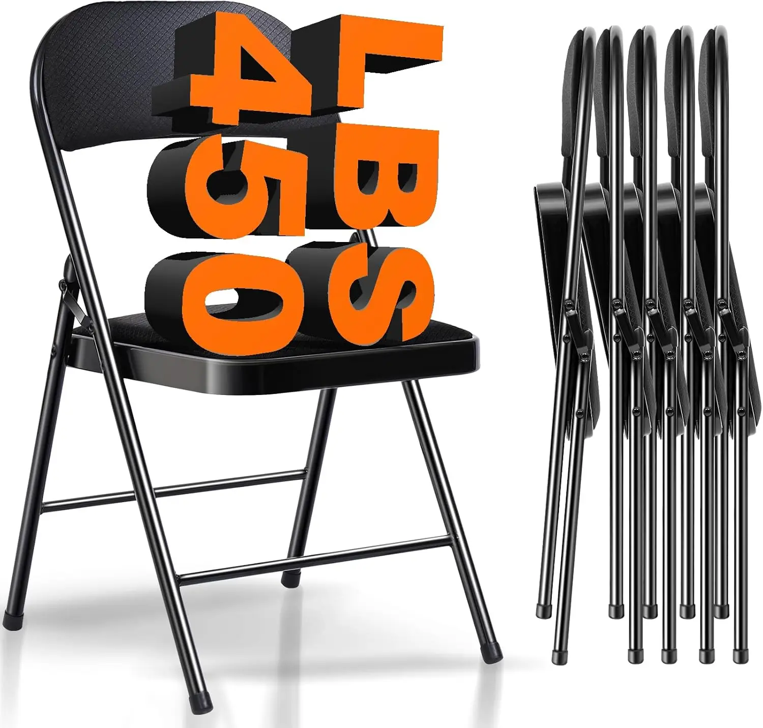 Folding Chairs with Padded Seats - 6 Pack Black Metal Padded Folding Chair with Steel Frame for Events Office Wedding Party