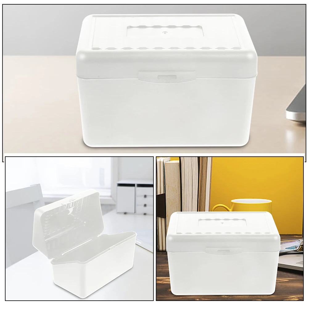 

2Pcs Notes Box Business Cards Holder Desk Organizer White Plastic Storage Case Index Card Box Office Accessory Portable
