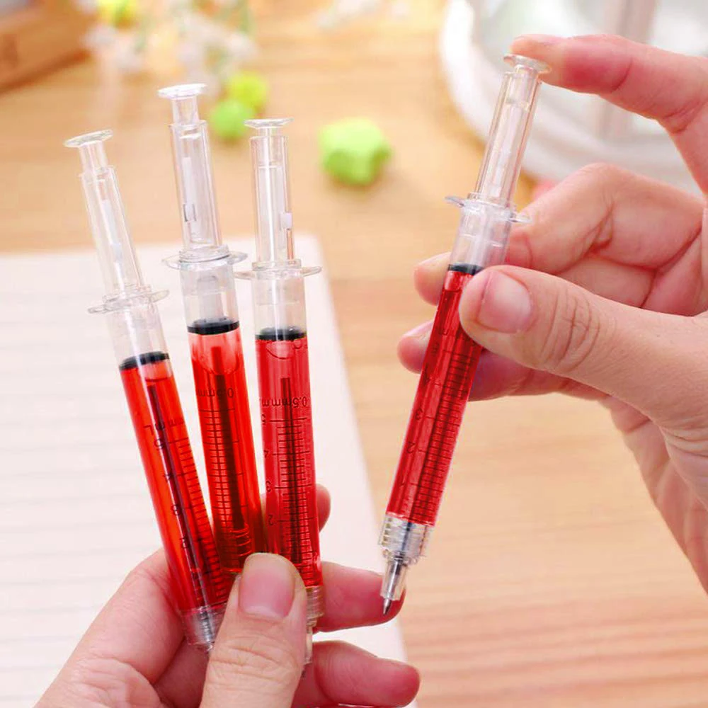 10-50Pcs Red Injection Type Ball Point Pen Syringe Pens Doctor Nurse Gift Liquid Pen Color Syringe Pens Office School Supplies