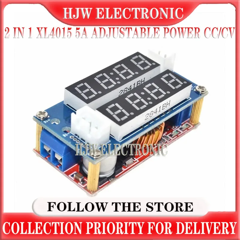 2 in 1 XL4015 5A Adjustable Power CC/CV Step-down Charge Module LED Driver Voltmeter Ammeter Constant current constant voltage