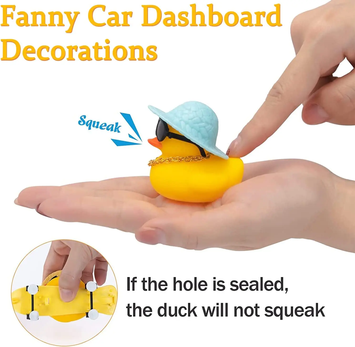 Car Duck Ornament Rubber Duck Car Dashboard Decoration  Car Dashboard Decoration Accessories with Mini Hat Chair or Skateboard