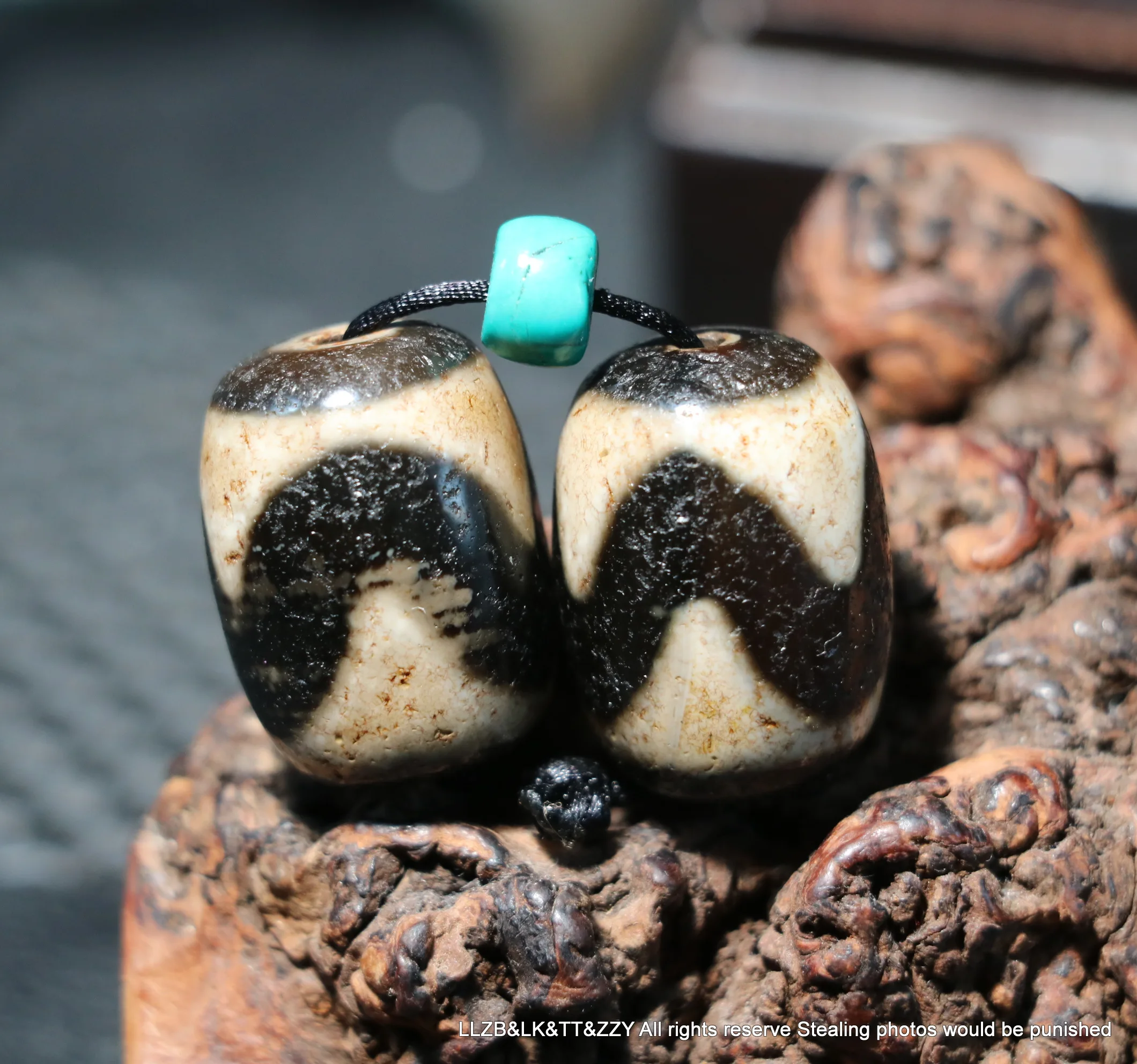 

A Pair of Energy Tibetan Old Agate Sharp Tiger Tooth Big Daluo dZi Bead For DIY LKbrother Talisman UPD220607A4