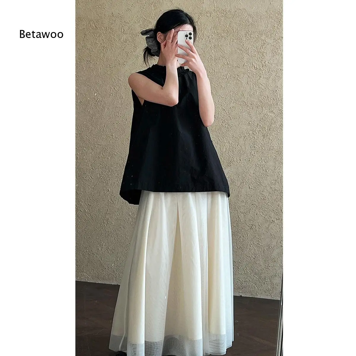 Ruffle V Neck Sleeveless Silky Tank Front Button Loose Fit Women Elegant Summer Daily Chic Soft Casual Top
