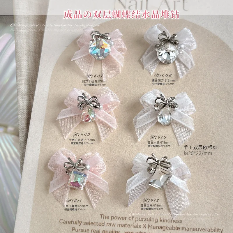 5 SZT. Ozdoby do paznokci, cyrkonie, motyl 3D, kamienie szlachetne, kryształowe diamenty, akcesoria do zdobienia paznokci, kokardki do manicure