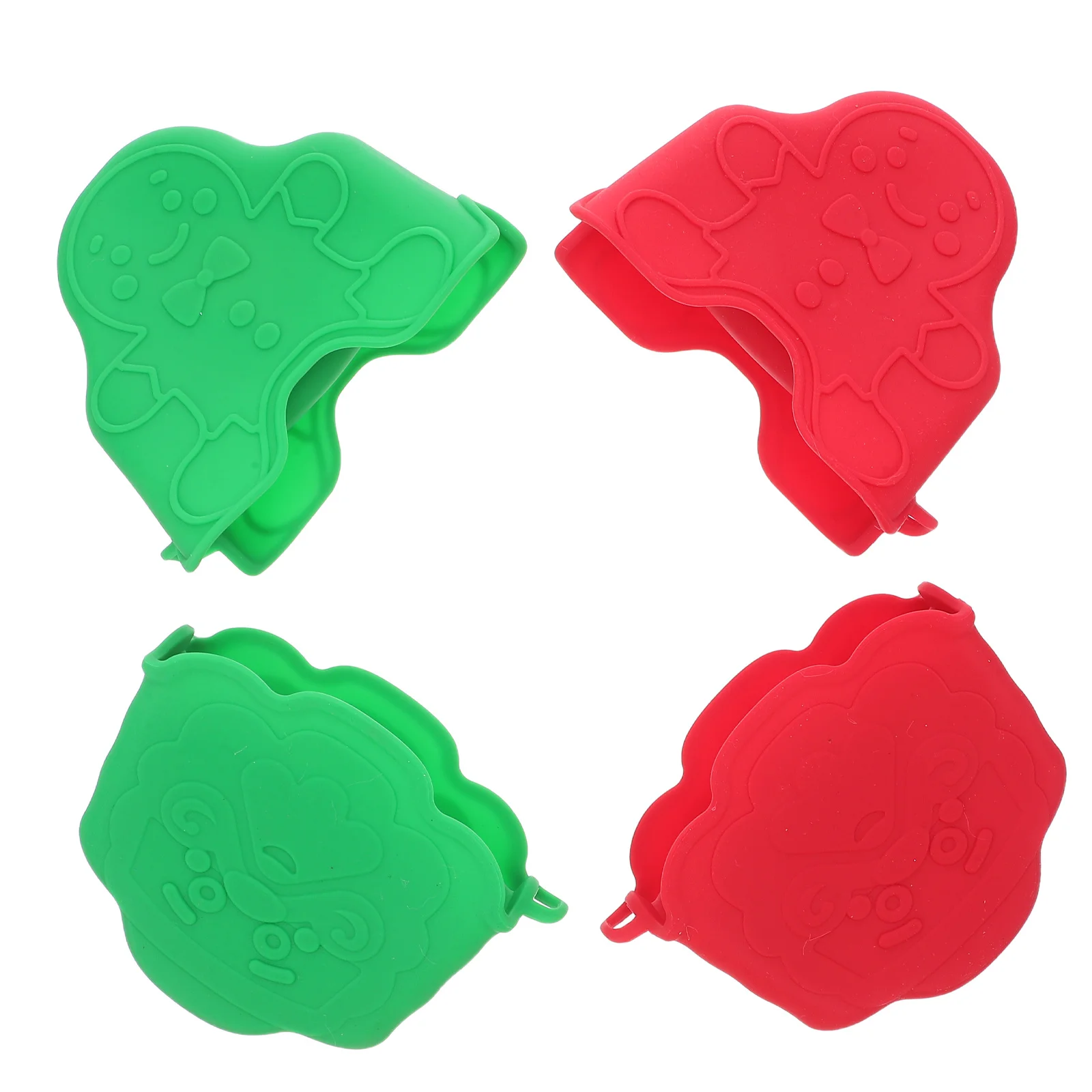 

4Pcs Heat Resistant Silicone Oven Mitts Festive Gingerbread Men Design Anti-Scalding Gloves for Kitchen Cooking Baking