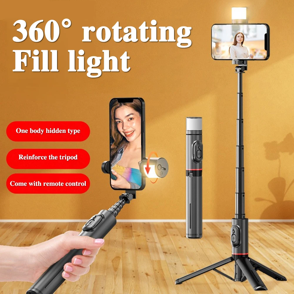 Q12S Selfie Stick Tripod With Fill Light Smart Phone Stand Bluetooth Remote Control For Live Broadcast Huawei iPhone Android