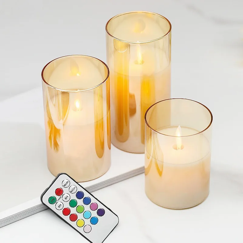 Candles with Remote Control Flameless Color Changing Pillar Candles  Battery Operated LED Flickering Candle Teen Room Decor