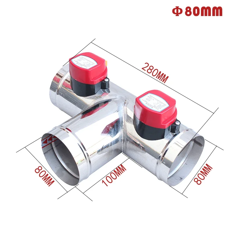 HVAC 80mm stainless steel air damper valve electric motorized check valve for 3 inch duct ventilation pipe valve 220V 24V 12V