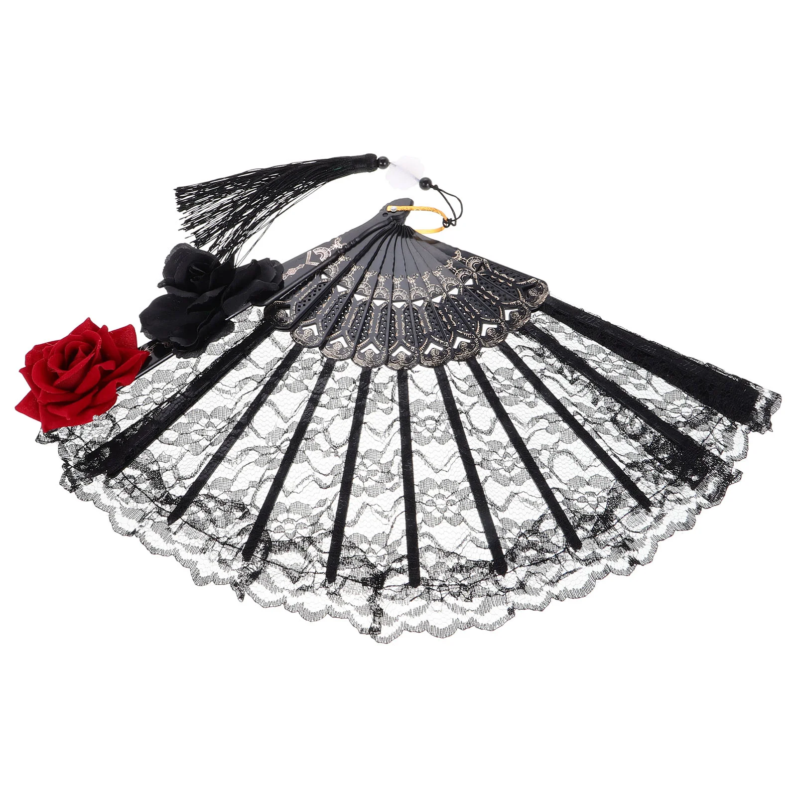 Lace Fan Fangirl Vintage Halloween Decor Handheld Dance Fans Goth Decoration Silk Folding Asian Decorate New Year