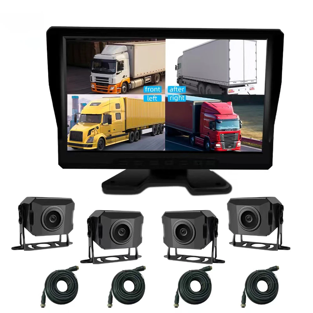 10.1 inch Truck DVR Driving Video Recorders IPS Screen Black Box Backup Camera AHD Night Vision Rear View Monitor