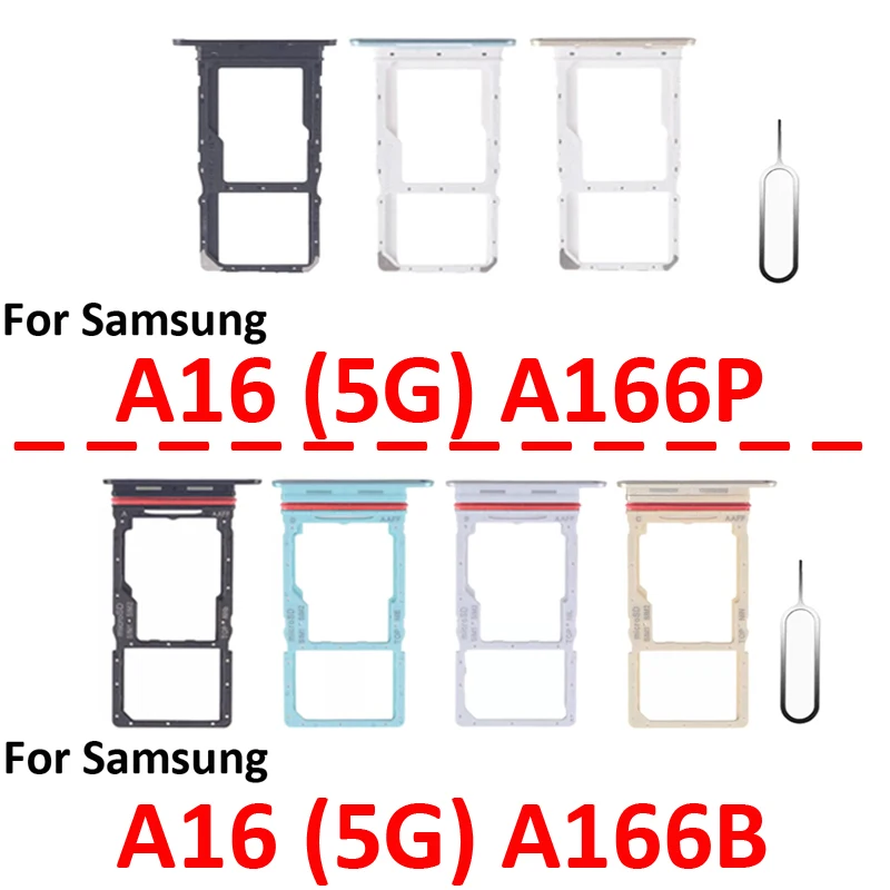 For Samsung Galaxy A16 5G A166 A166B A166P Phone SIM Tray Micro SD Chip Card Slot Drawer Holder Pocket Single Dual Parts Black
