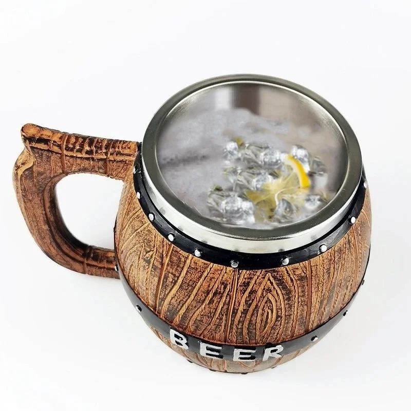 

550ml Viking Mug Collection Stainless Steel Insert Resin Beer Tankard Coffee Cup Halloween Friends Gift Bar Tool