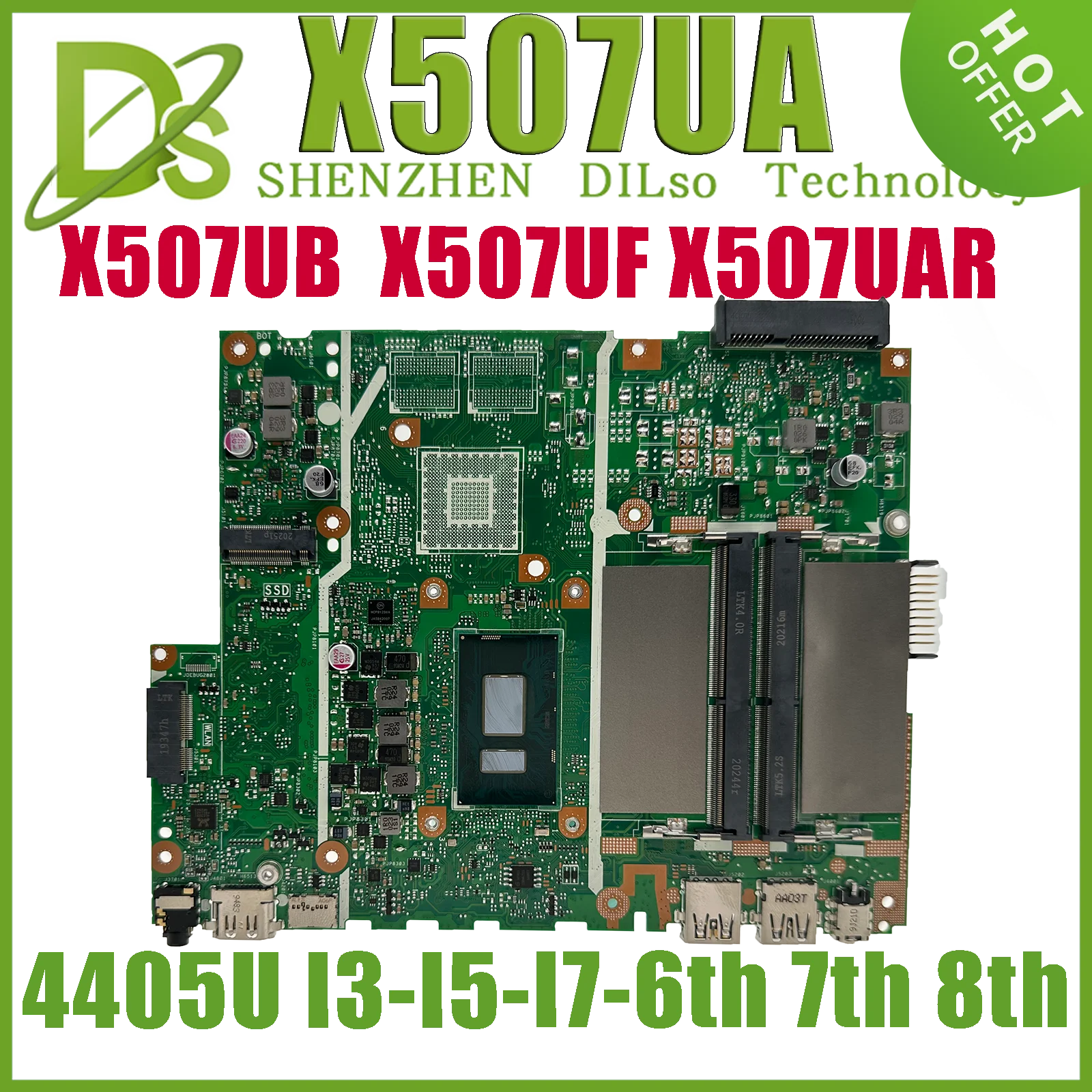 KEFU X507UB X507UA Mainboard For Asus X507U X507UF X507UAR Y5000UB Laptop Motherboard With I3 I5 I7 6th/7th/8th UMA 100% Test OK