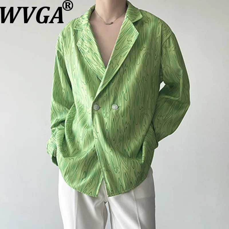 

WVGA Spring Autumn New Men Tide Printed Trendy Turn-Down Collar Tops Niche Chic Casual Long Sleeved Shirts Streetwear Ins W15916