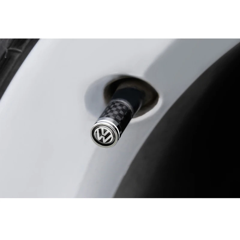 4 Stuks Metalen Autoband Ventieldopjes Tyre Wheel Stem Air Ventiel Cover Voor Volkswagen Vw R RLINE GTI Golf Blue motion Polo Tiguan Touare
