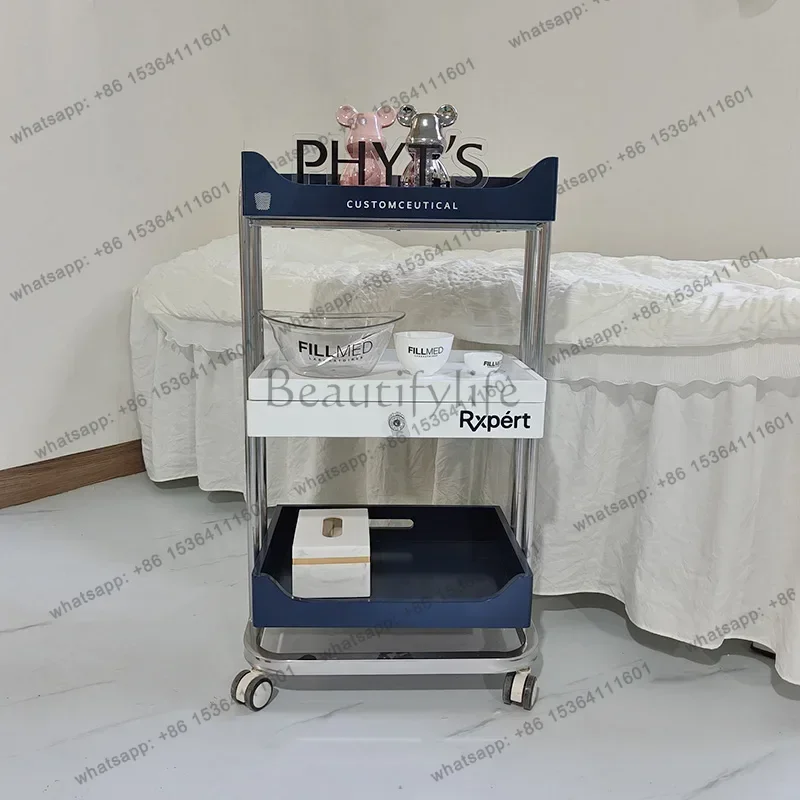 Factory Direct Sales Solid Wood Storage Trolley Carts Modern Simple Fashion Specific Salon Trolley Manicure Salon Furniture Kosm