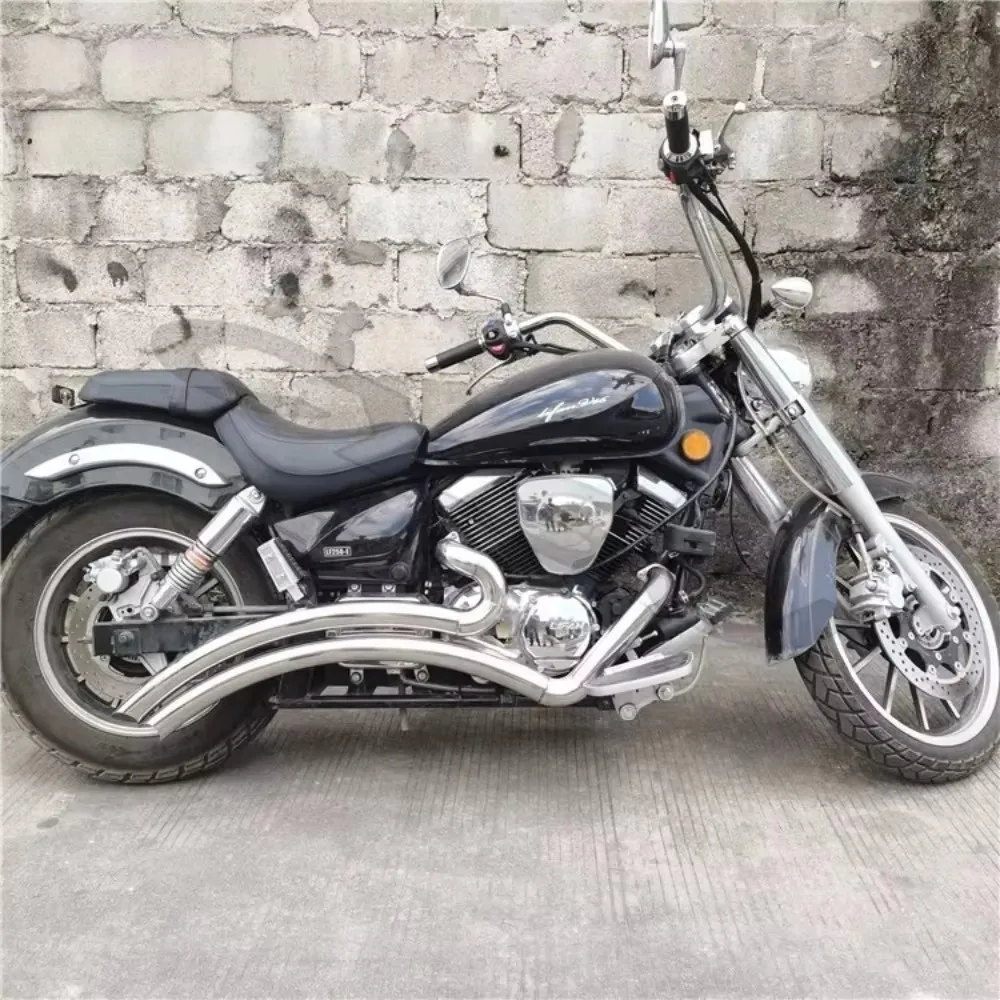 For Lifan Jonway V16 Modified Harley Sweeper Exhaust Pipe Full System Drag Pipes DB Killer Accesorios Moto Escape Moto Parts