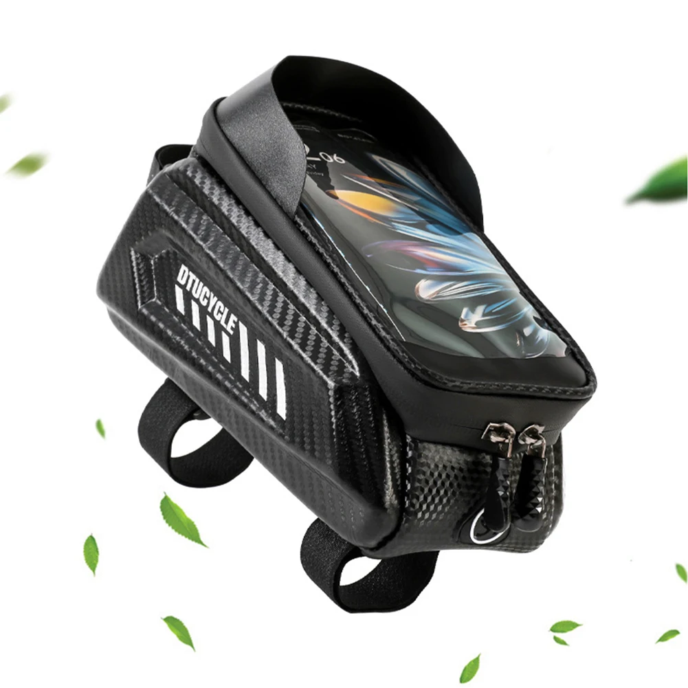 1.5L Bike Frame Front Tube Bag 7.4 Inch Touchscreen Hard Casing Bike Bag Waterproof Bike Phone Mount Pouch Bike Accessories