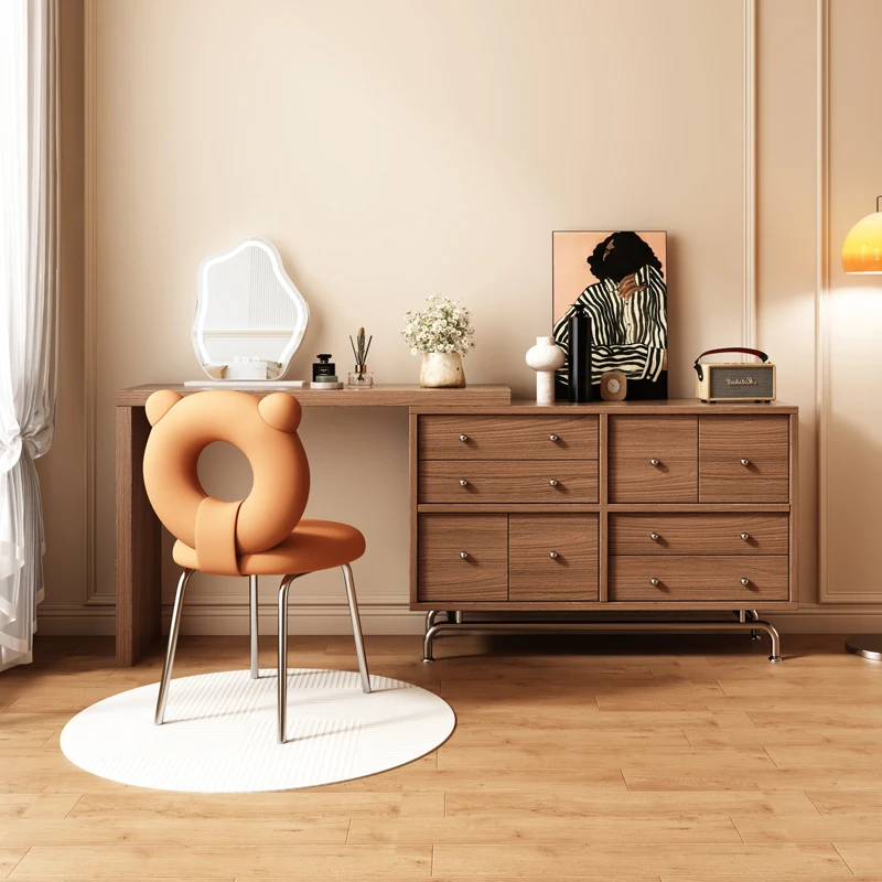 

Natural Drawer Dressing Table Vintage Mirror Solid Wood Dressing Table Simple Modern Penteadeira De Maquiagem Bedroom Furniture