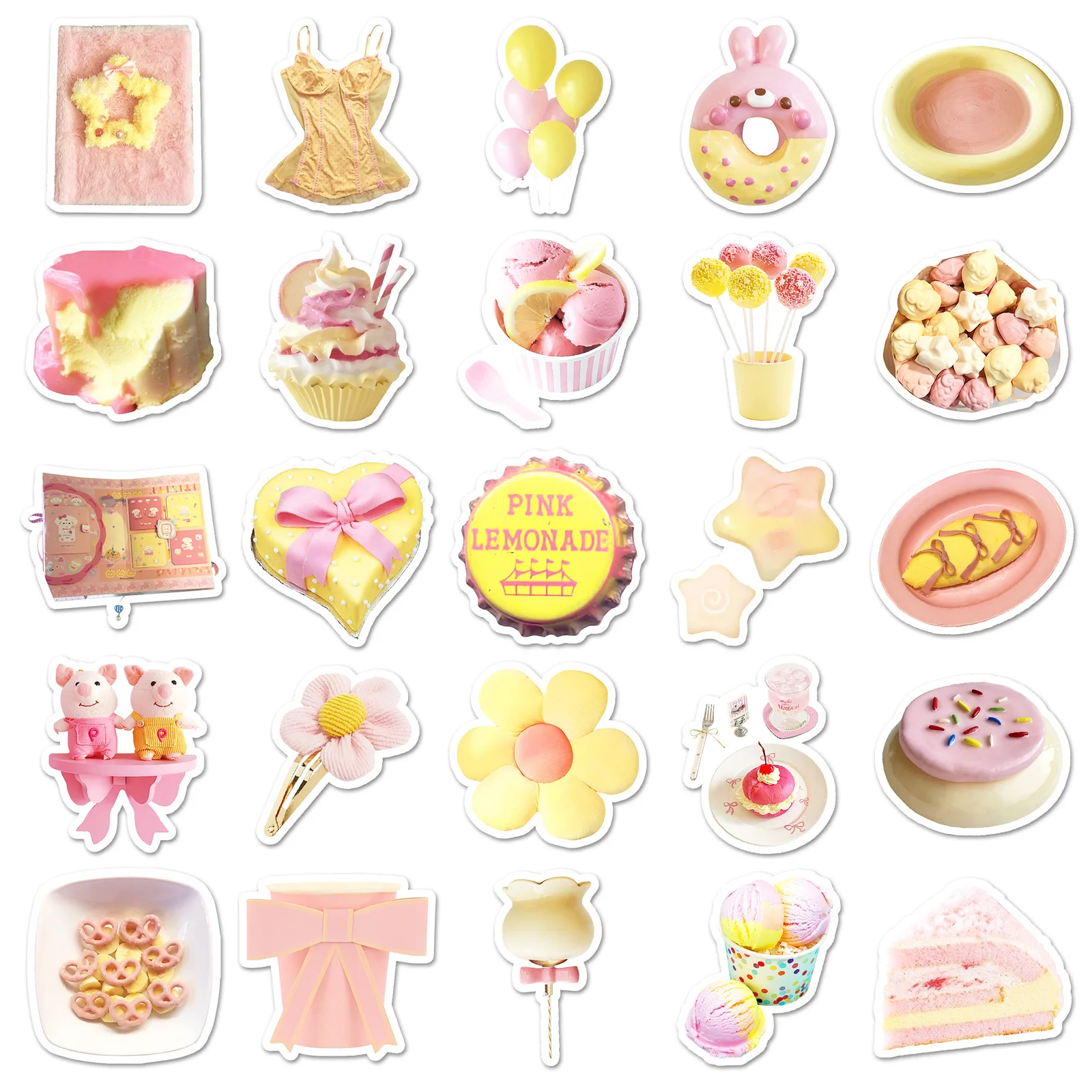 50 قطع الكرتون لطيف الأصفر الوردي الكتابة على الجدران ملصقات الكورية Ins نمط الزخرفية قضية الهاتف المحمول كوب ماء ملصقات دفتر