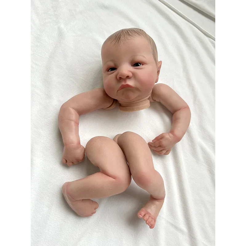 19inch Already Painted Reborn Doll Parts Levi Awake Lifelike Baby 3D Painting with Visible Veins Cloth Body Included