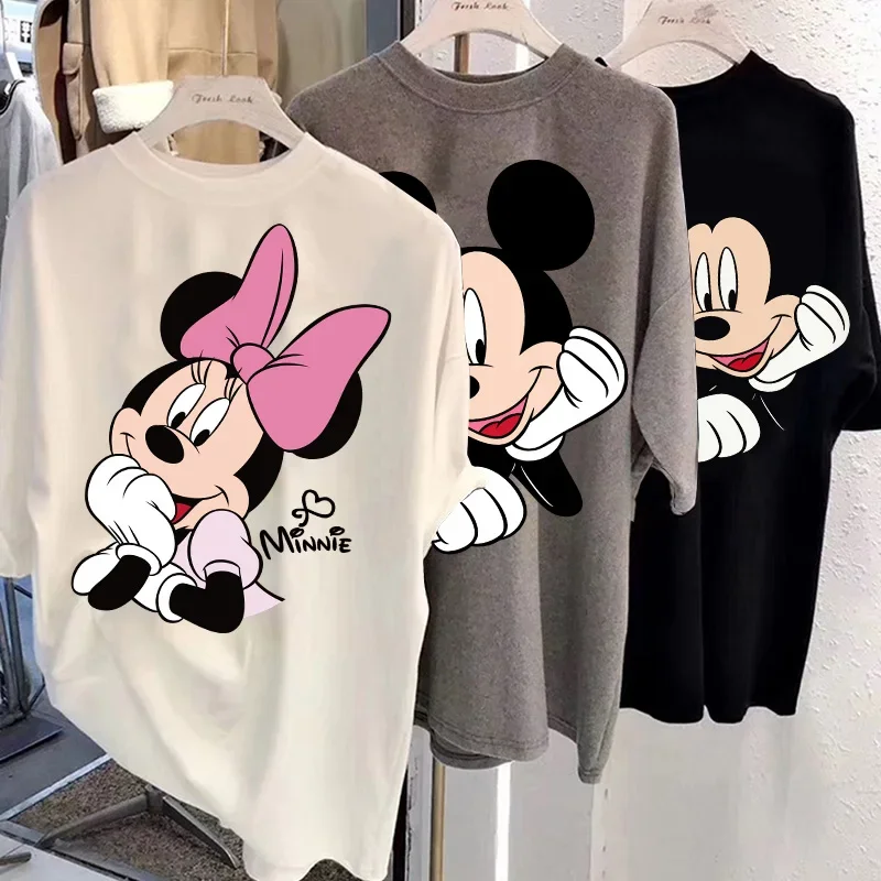 Women's T-shirt Cartoon Disney Streetwear Mickey Mouse Women Tee Korean Loose Short Sleeve T Shirt 2023 Summer Y2k Clothes Tops