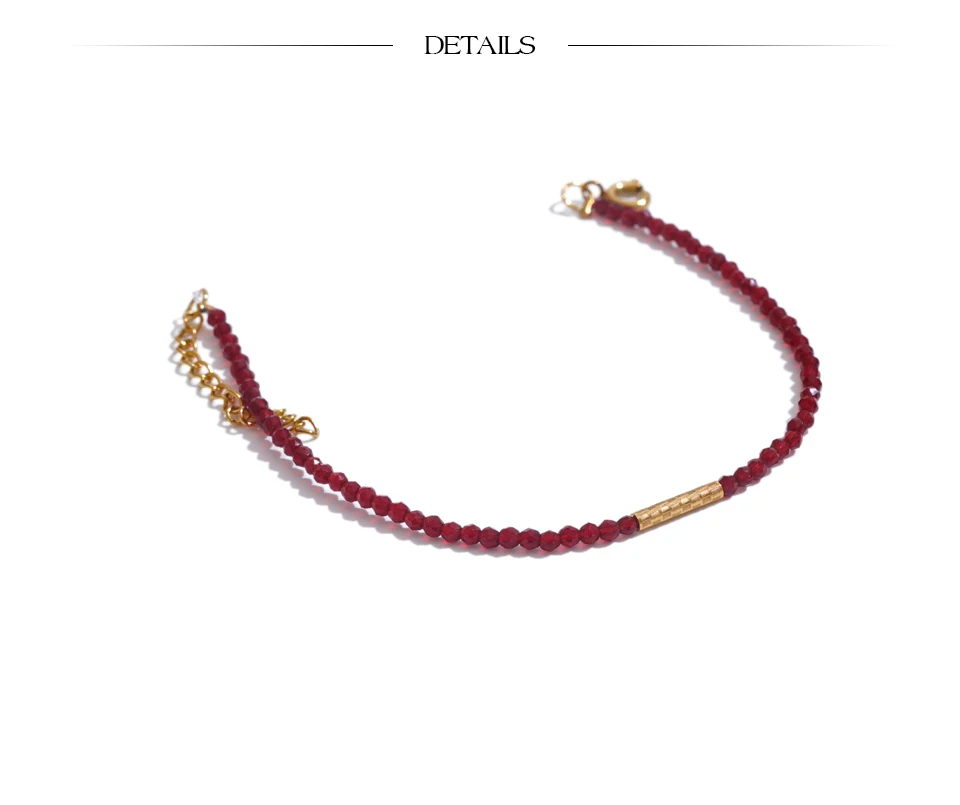Yhpup Ancora Ankela Roter Kristall Dünnes Armband Beliebte Mode Exquisites Armband Edelstahlperlen Handgefertigter Schmuck – Detail 8