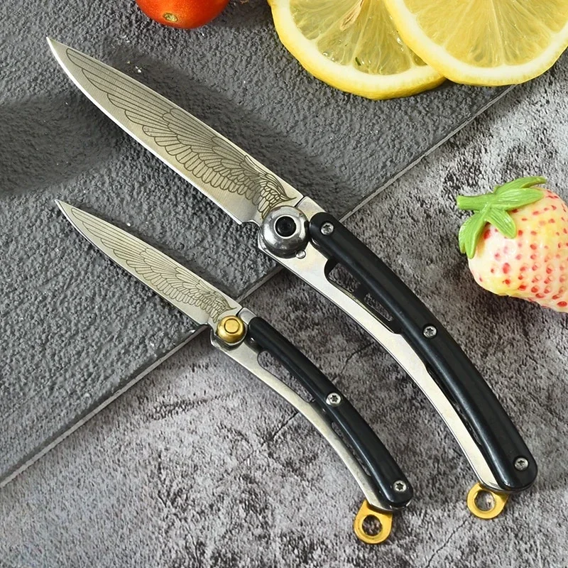 Outdoor Portable Folding Knife, Stainless Steel Blade, Keychain, Pendant, Travel Camping Tools, Holiday Gifts