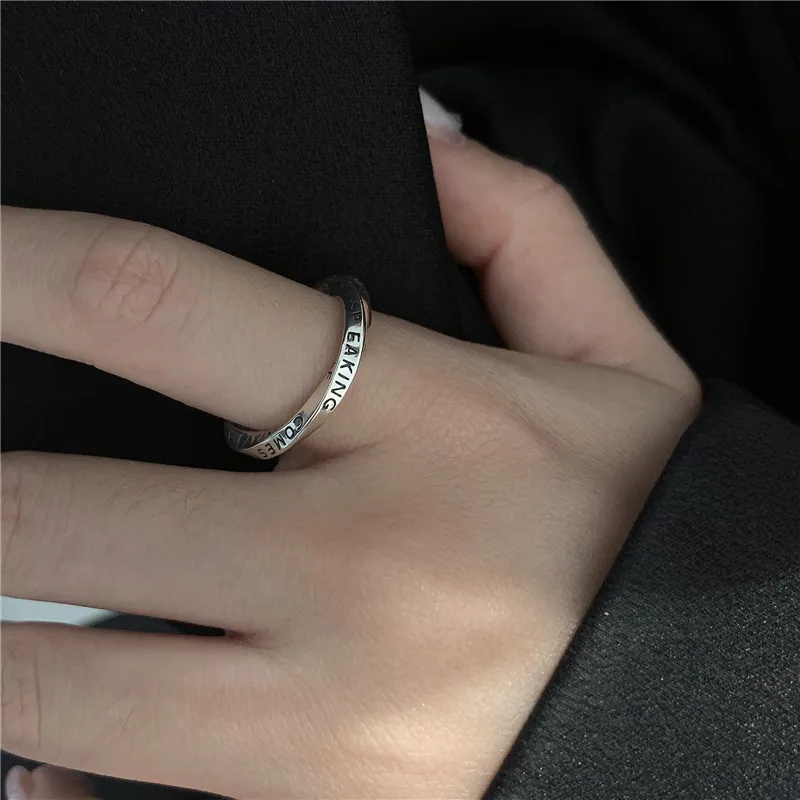 High Quality Trendy Mobius Strip Design Letter Engrave Thai Silver Ladies Party Rings Jewelry For Women Birthday Gifts No Fade