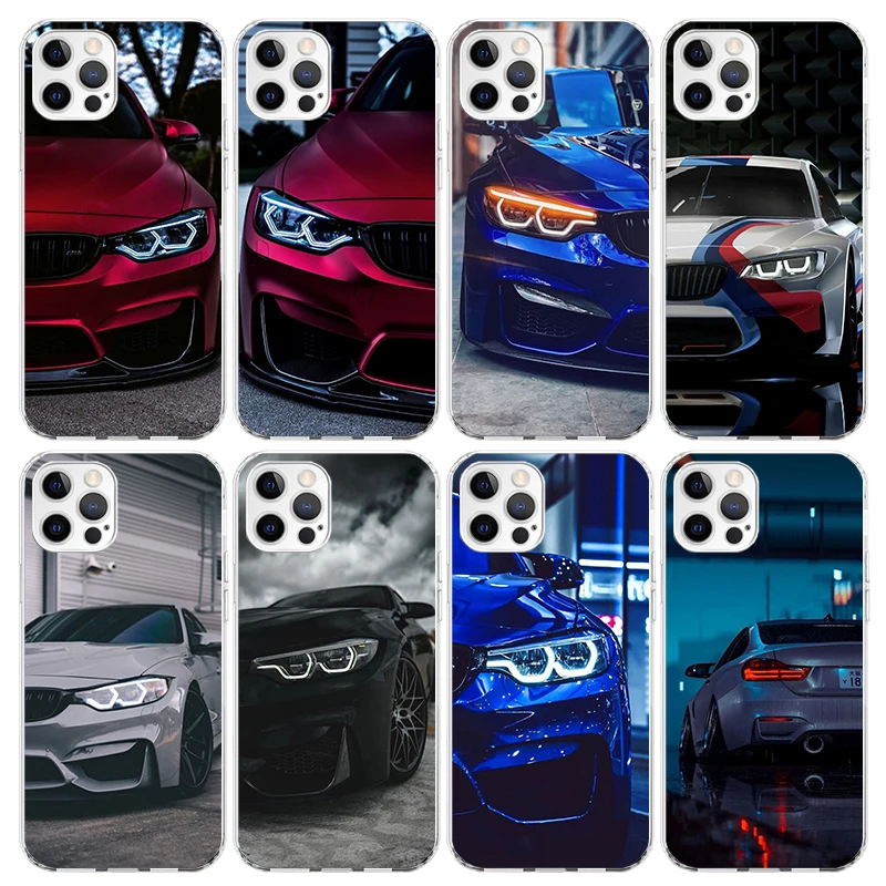 Blue Red Car for B-Bmw Phone Case For iPhone 16 15 14 13 12 Mini 11 Pro Max Cover 7 Plus X XS XR 8 + SE Silicone Shell Print Fun